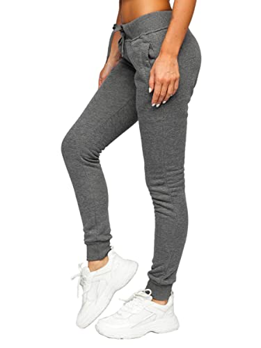 BOLF Damen Jogginghose Sporthose Freizeithose Trainingshose Sweathose Yogahose Sweatpants Baumwolle Hose Fitness Workout Basic Elastic J.Style CK-01 Dunkelgrau M [F6F] von BOLF