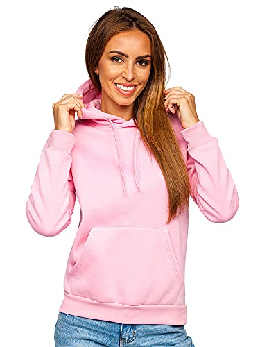 BOLF Damen Kapuzenpullover Hoodie Sweatshirt mit Kapuze Pullover Pulli Langarmshirt Freizeit Sport Fitness Outdoor Casual Style J.Style W02 Rosa L [A1A] von BOLF