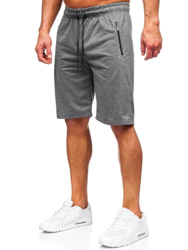 BOLF Herren Kurze Hose Sporthose Sweatshorts Laufshorts Shorts Bermudas Trainingshose Fußballhose Fitnesshose Sweathose Stretch Freizeithose Street Style JX822 Dunkelgrau L [7G7] von BOLF