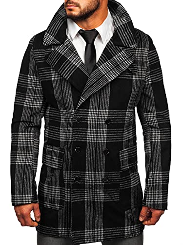 BOLF Herren Mantel Kurzmantel Wintermantel Winter Jacket Business Freizeit Reverskragen Herbst Jacke Mittellang Trenchcoat Outdoor Style 1193 Schwarz L [4D4] von BOLF