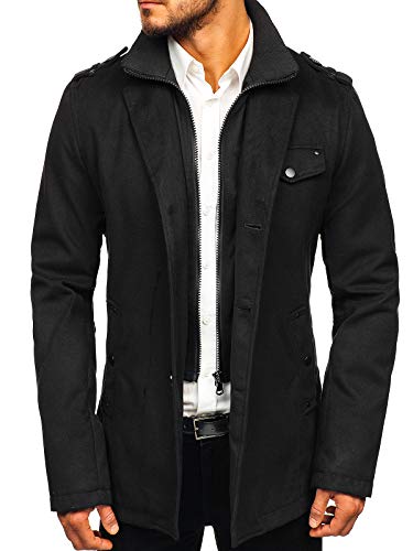 BOLF Herren Mantel Kurzmantel Wintermantel Winter Jacket Business Freizeit Reverskragen Herbst Jacke Mittellang Trenchcoat Outdoor Style 8853 Schwarz L [4D4] von BOLF