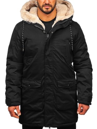 BOLF Herren Parka Jacke Winterjacke Gefüttert mit Kapuze Wintermantel Kapuzenjacke Lang Wärm Winter Herbst Freizeit Outdoor Casual Style 5M120 Schwarz M [4D4] von BOLF