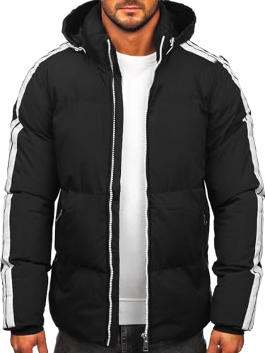 BOLF Herren Winterjacke Gefüttert mit Kapuze Kapuzenjacke Wärm Winter Herbst Freizeit Outdoor Casual Style 9979 Schwarz L [4D4] von BOLF