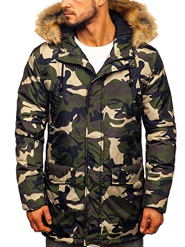 BOLF Herren Winterjacke Gefüttert mit Kapuze Parka Wintermantel Kapuzenjacke Lang Wärm Winter Herbst Freizeit Outdoor Casual Style 1968 Grun XXL [4D4] von BOLF