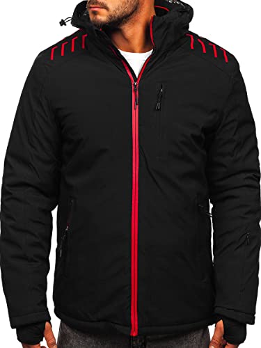 BOLF Herren Winterjacke Skijacke Snowboardjacke mit Reißverschluss und Kapuze Bündchen Outdoor Freizeit 6580 Schwarz S [4D4] von BOLF