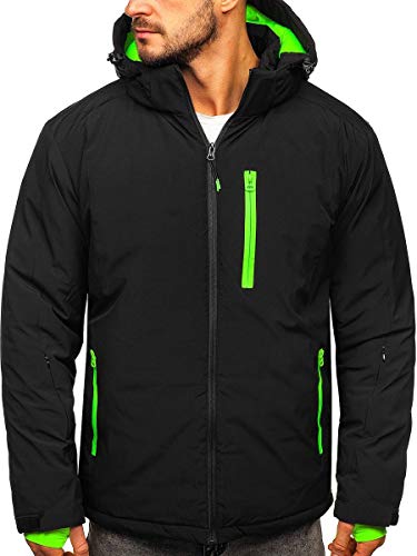 BOLF Herren Winterjacke Skijacke Snowboardjacke mit Reißverschluss und Kapuze Bündchen Outdoor Freizeit Mix J.STYLE HH011 Schwarz S [4D4] von BOLF