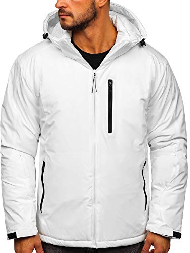 BOLF Herren Winterjacke Skijacke Snowboardjacke mit Reißverschluss und Kapuze Bündchen Outdoor Freizeit Mix J.STYLE HH011 Weiss M [4D4] von BOLF