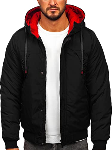 BOLF Herren Winterjacke Steppjacke Sportjacke Daunenjacke Puffer Jacket Kapuze Stehkragen Warm Gefüttert Gepolstert Wasserabweisend Winddicht Outdoor Casual Style Street Look 27M8100 Schwarz M [4D4] von BOLF