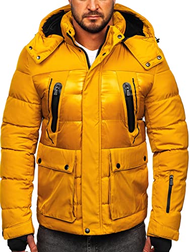 BOLF Herren Winterjacke Steppjacke Sportjacke Daunenjacke Puffer Jacket Kapuze Stehkragen Warm Gefüttert Gepolstert Wasserabweisend Winddicht Outdoor Casual Style Street Look 99527 Camel XXL [4D4] von BOLF