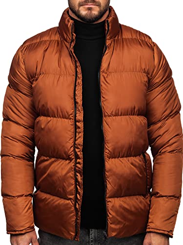 BOLF Herren Winterjacke Steppjacke mit Kapuze Daunenjacke Pufferjacke Sportjacke Zip Wärme Freizeit Outdoor Basic Casual Style 0025 Braun M [4D4] von BOLF