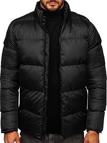 BOLF Herren Winterjacke Steppjacke mit Kapuze Daunenjacke Pufferjacke Sportjacke Zip Wärme Freizeit Outdoor Basic Casual Style 0025 Schwarz XXL [4D4] von BOLF