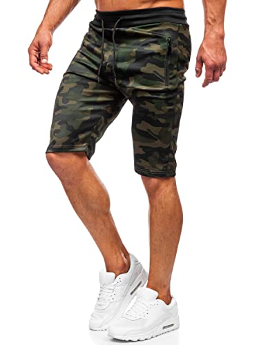 BOLF Kurze Hosen Shorts Sweatshorts Laufshorts Sport Sommer Baumwolle Soft Weicher Stoff elastische Bund mit Kordel und Eingriffstaschen Camouflage Military Style HL9217 Khaki XL [7G7] von BOLF