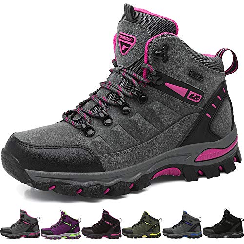 BOLOG Outdoor-Halbschuhe, Wanderschuhe, rutschfeste Kletterschuhe, leicht, atmungsaktiv, Trekkingschuhe für Damen und Herren, Grau - Grau Rosa 1 - Größe: 36.5 EU von BOLOG