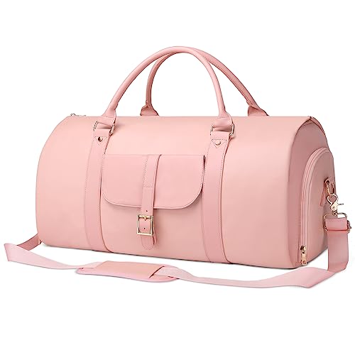 BOLOSTA Handgepäck-Kleidersack für Damen, mit Schuhfach, 2-in-1, Leder, wandelbar, Reisetasche, Anzugtasche zum Aufhängen von Kleidung, langen Kleidern, Geburtstagsgeschenken für sie, Rosa, Pink BOLOSTA Handgepäck-Kleidersack für Damen, mit Schuhfach, 2-in-1, Leder, wandelbar, Reisetasche, Anzugtasche zum Aufhängen von Kleidung, langen Kleidern, Geburtstagsgeschenken für sie, Rosa, Pink von BOLOSTA