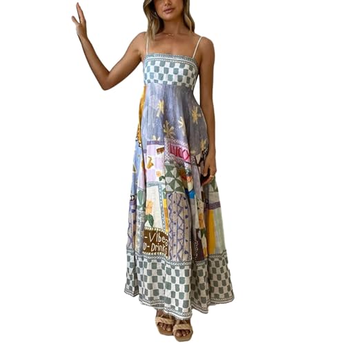 BOLUOBAO Damen Sommerkleid Elegant Schicke, Strandkleid Leicht Luftig, Ärmelloses, Ärmelloses Sommerkleid, Freizeitkleid Lockerer Bequem, Kleid Lässiger Modischer von BOLUOBAO