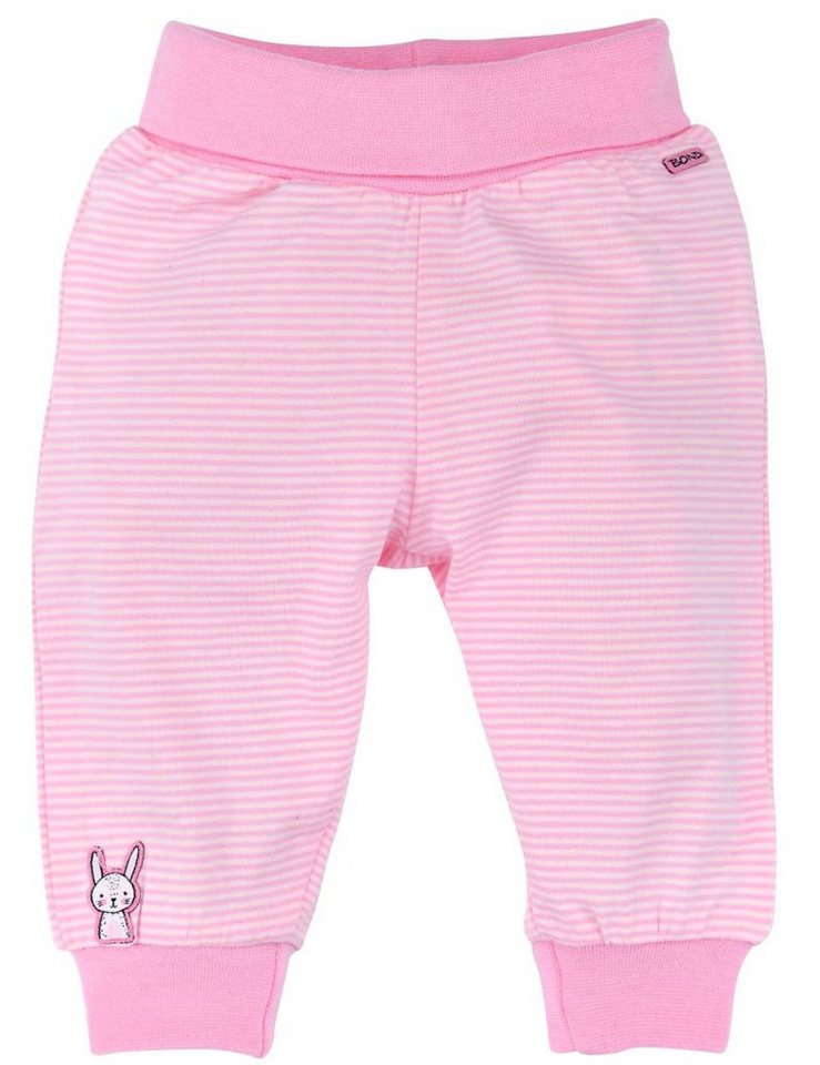 BONDI Schlupfhose Baby Mädchen Newborn Leggings geringelt 93633, Rosa / Weiß von BONDI