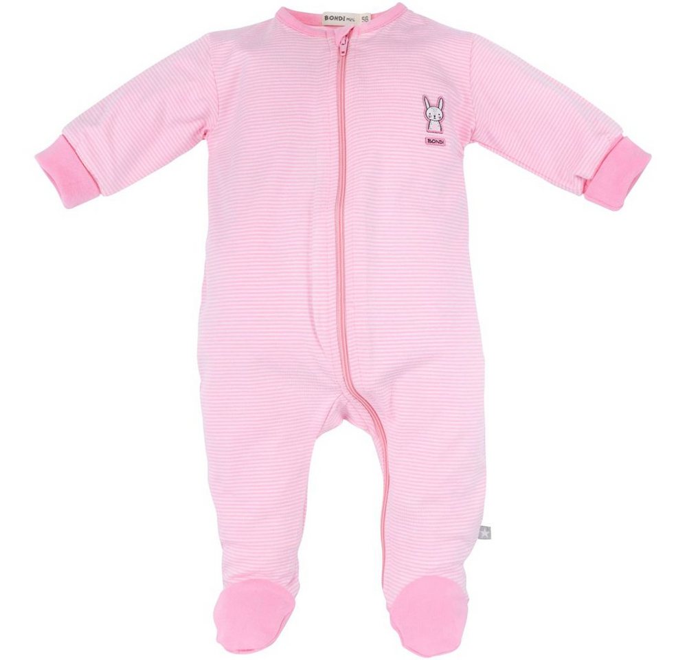 BONDI Strampler Baby Newborn Overall "Häschen" geringelt 93637, Rosa / Weiß (1-tlg) von BONDI