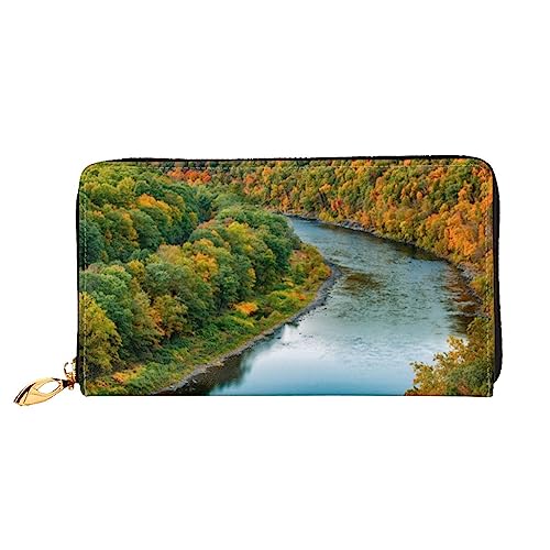 BONDIJ Damen-Geldbörsen – PU-Leder langer Reißverschluss Kartenetui – Universum Milchstraße Galaxie Mehrere Kartenfächer Clutch für Frauen, Upper Delaware River Bends, Einheitsgröße von BONDIJ