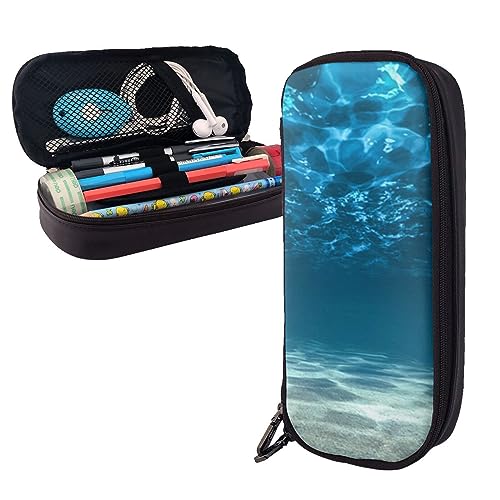 BONDIJ Ozean gedruckt Leder Bleistift Pouch, große Kapazität Stift Taschen niedlichen Bleistift Fall Kosmetik Organizer Tasche mit Reißverschluss, ocean, Einheitsgröße von BONDIJ