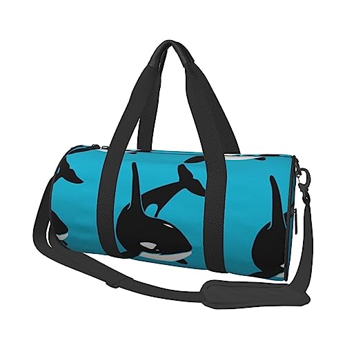 Killer Whale Delphin Ocean Runder Turnbeutel Große Kapazität Reise Duffle Bag Durable Round Travel Sport Bags, Schwarz , Einheitsgröße von BONDIJ