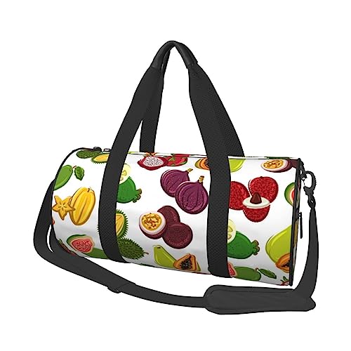 Runde Turnbeutel, Große Kapazität Reise Duffle Bag, Durable Exotic Tribe Tie Dye Stil Runde Reise Sport Taschen, Exotische Früchte, Einheitsgröße von BONDIJ