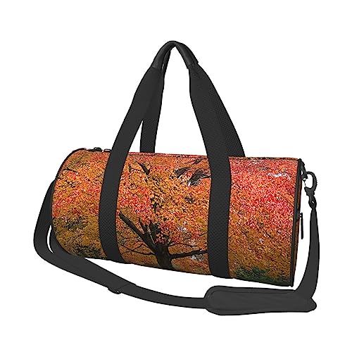 Runde Turnbeutel, große Kapazität Reise Duffle Bag, Durable Fallen Leaves Runde Reise Sport Taschen, Herbstbäume, Einheitsgröße von BONDIJ