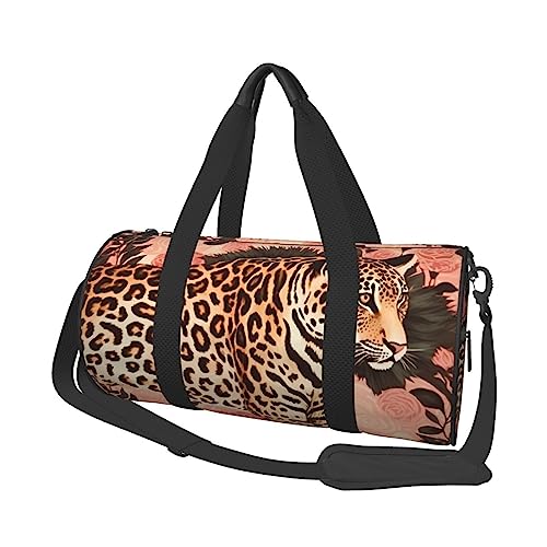 Runde Turnbeutel, große Kapazität Reise Duffle Bag, Durable Striped Leopard Runde Reise Sport Taschen, Schwarz , Einheitsgröße von BONDIJ