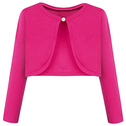 BONNY BILLY Mädchen Strickjacke Langarm Baumwolle Kinder Bolero Jacke 3-4 Jahre/98-104 Rosa von BONNY BILLY