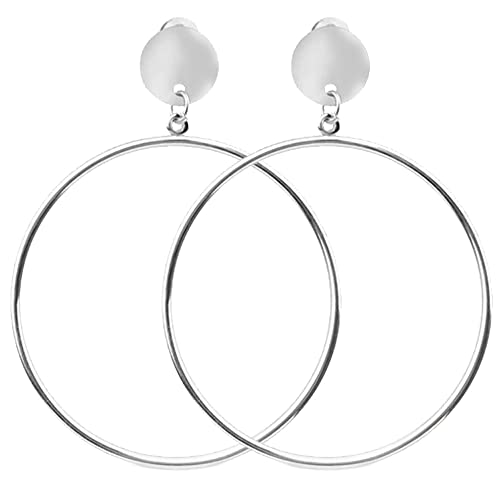 BONNYBIRD® Hoop Earrings Silber Creolen Groß, Hoops Ohrringe Creolen Boho Ohrringe, Große Statement Ohrringe 45mm von BONNYBIRD