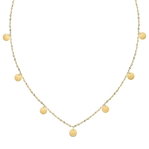 BONNYBIRD® Goldkette Damen - Kette mit Plättchen, Kette Gold Plättchen Coins Layering Kette Gold Anhänger von BONNYBIRD