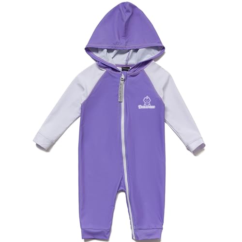 BONVERANO Badeanzug für Babys und Kleinkinder Mit Kapuze UV-Schutz 50+ Badebekleidung Mädchen/Jungen 0-4 Jahre(Violett, 4 Jahre) von BONVERANO