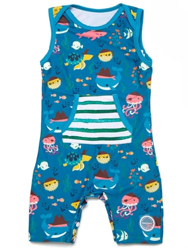 BONVERANO Kinder Bademode~Kleiner Junge Badeanzug EIN Stück Mit Badekappe UPF 50+ UV-Schutz 0-4 Jahre (24-36 Months, Ozean) von BONVERANO