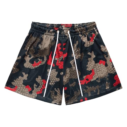 BOOMLEMON Herren-Shorts, Netzstoff, Grafikdruck, Sommer, Basketball, Laufshorts, Retro, lässig, cool, Streetwear, kurze Hose, Schwarz Viper Red Camo, Mittel BOOMLEMON Herren-Shorts, Netzstoff, Grafikdruck, Sommer, Basketball, Laufshorts, Retro, lässig, cool, Streetwear, kurze Hose, Schwarz Viper Red Camo, Mittel von BOOMLEMON