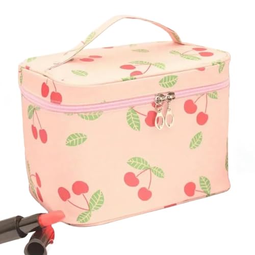 Kosmetiktasche Reise -Make -Up -Beutel Wasserdichtes Tragbares Frauenkosmetikbeutel Großer Kapazität Toilettenspeicher Kosmetischer Box Waschbeutel-Rosa Kirsche-22X16.5X16Cm von BOQUN