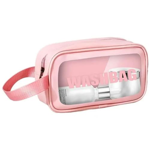 Make-up-Tasche, transparent, PVC, transparent, Make-up-Tasche, Reise-Make-up-Organizer, Aufbewahrung, Bad, Kulturbeutel, Kulturbeutel, Pink S, A von BOQUN