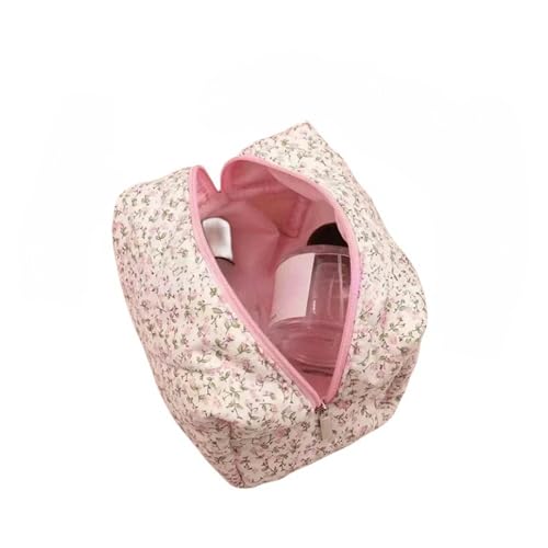 Makeup Tasche Aufbewahrungsorganisator Floral Puffy Sterz Make -Ups Beutel Blumendruckkosmetische Beutel Großer Reisebeutel Kosmetik Make -Up -Tasche-Rosa von BOQUN