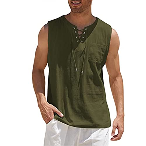 Herren Tank Top Herren Tanktop Muskelshirt für Training Fitnessstudio Fitness & Bodybuilding Tanktop Herren Sport lässig ärmellos T-Shirts Laufen Bodybuilding Fitness Tankshirt 3XL 01-Armeegrün von BORTGYUI