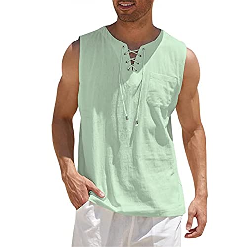 Herren Tank Top Sommer Herren Tanktop Muskelshirt für Training Fitnessstudio Fitness & Bodybuilding Tanktop Herren Sport lässig ärmellos T-Shirts Laufen Bodybuilding Fitness Tankshirt XXL Minzgrün von BORTGYUI