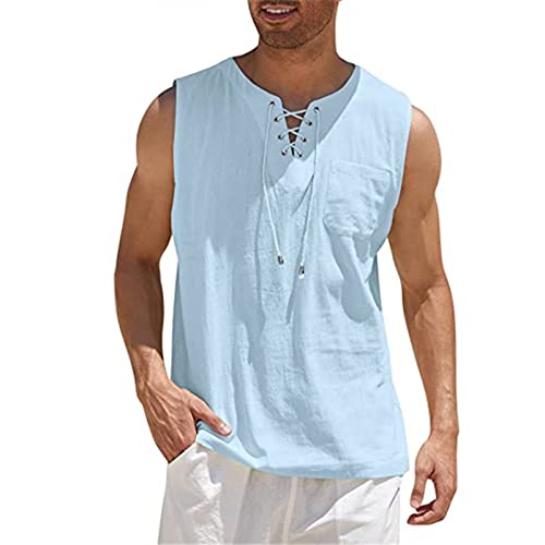 Tank Top Herren Sommer Herren Tanktop Muskelshirt für Training Fitnessstudio Fitness & Bodybuilding Tanktop Herren Sport lässig ärmellos T-Shirts Laufen Bodybuilding Fitness Tankshirt 4XL Hellblau von BORTGYUI