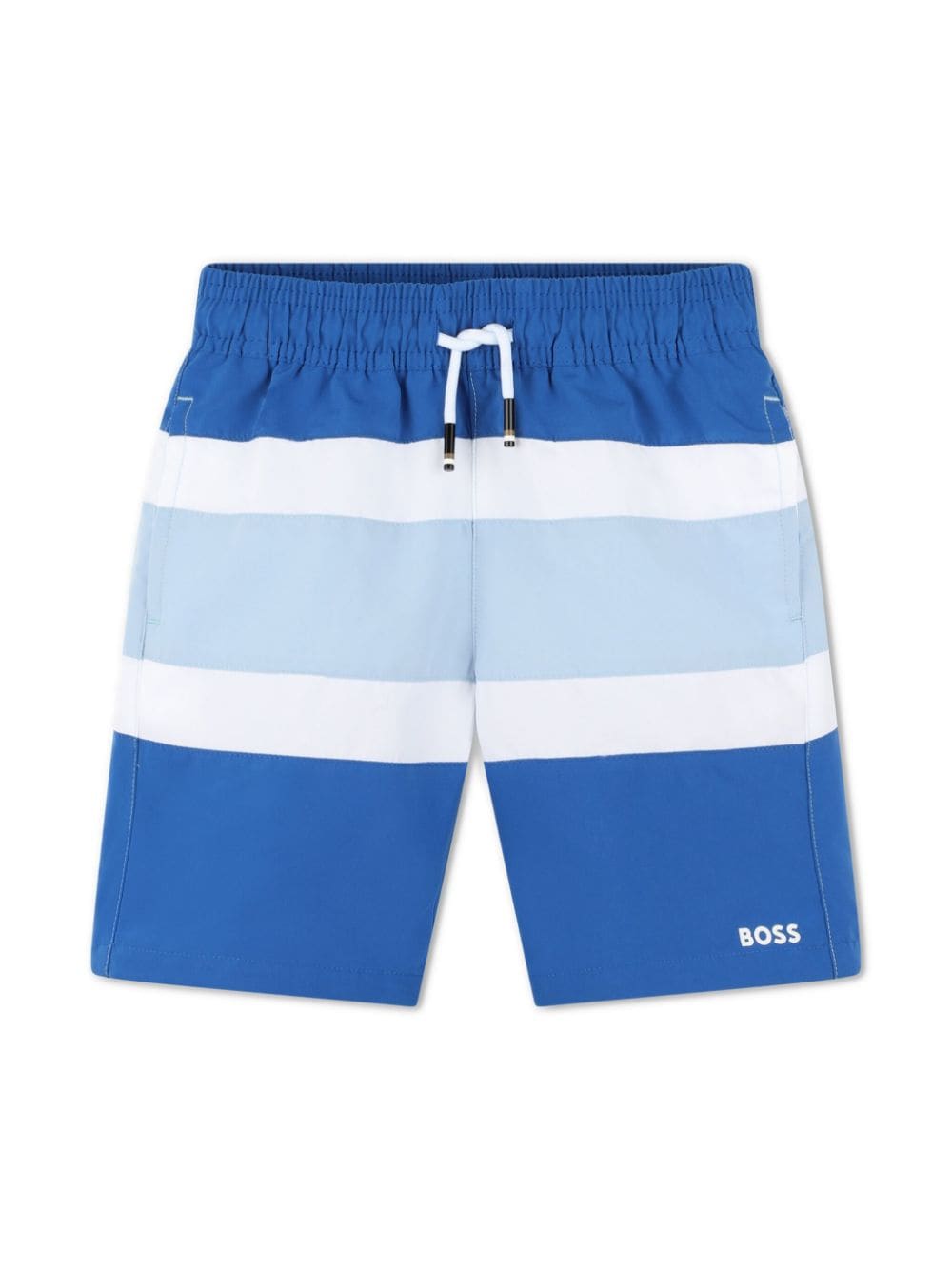 BOSS Kidswear Gestreifte Badeshorts mit Logo-Print - Blau von BOSS Kidswear