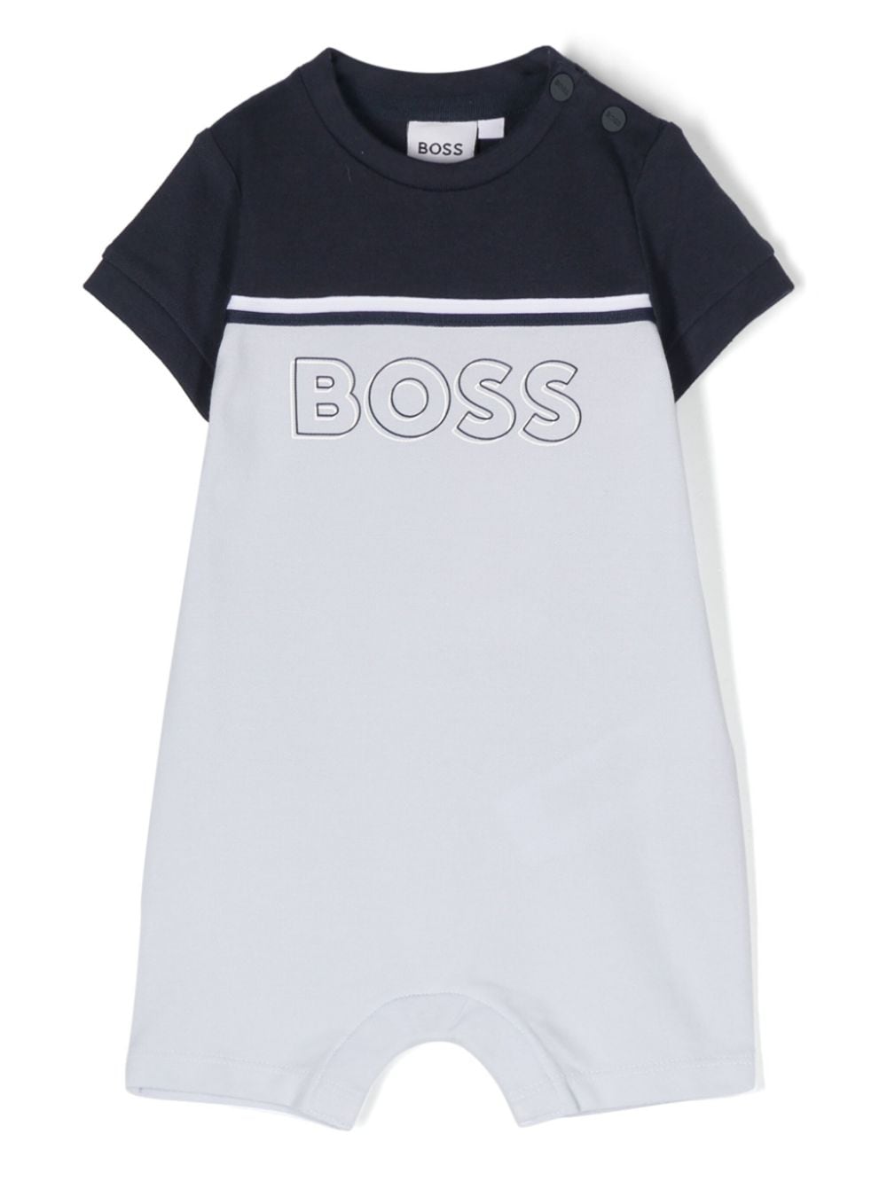 BOSS Kidswear Logo-Print-Strampler mit Streifendetail - Blau von BOSS Kidswear