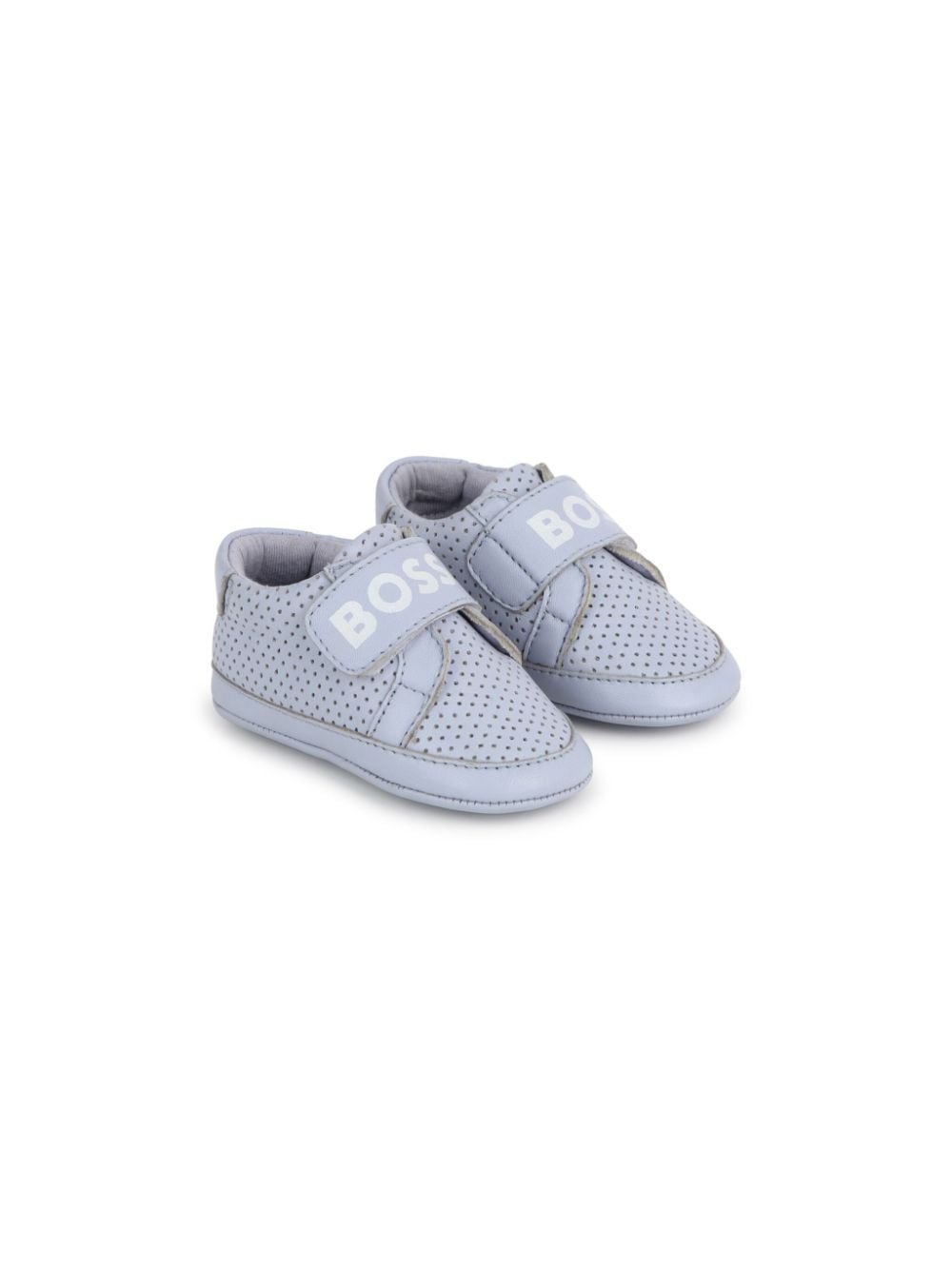 BOSS Kidswear Perforierte Slipper mit Logo-Print - Blau von BOSS Kidswear