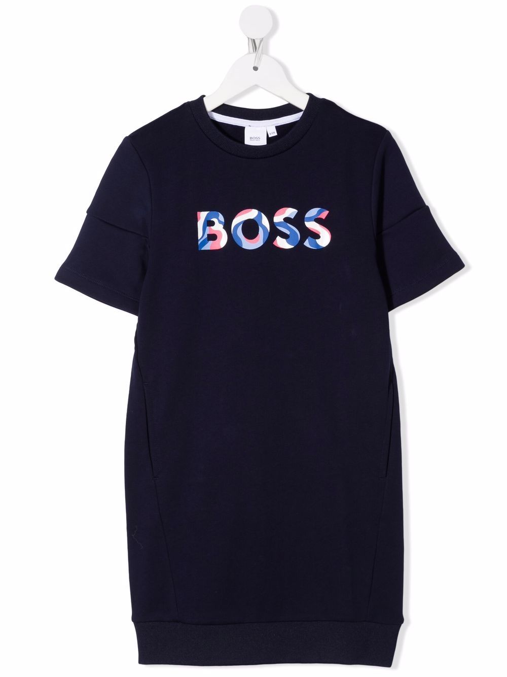 BOSS Kidswear T-Shirtkleid mit Logo-Print - Blau von BOSS Kidswear