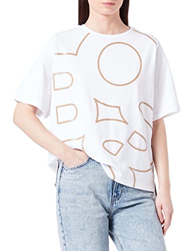 BOSS Damen Ekrisp T-Shirt aus Bio-Baumwolle mit Shaken-Logos Weiß S von BOSS