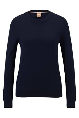 BOSS Damen Feganas Pullover aus Schurwolle mit Rundhalsausschnitt Hellblau L von BOSS