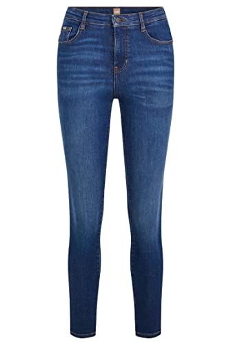 BOSS Damen SUPERSKINNY Crop 4.0 Blaue Super Skinny-Fit Jeans aus komfortablem Stretch-Denim Dunkelblau 30 von BOSS