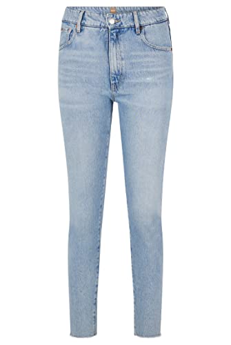 BOSS Damen Straight Tapered 4.1 Hellblaue Regular-Fit Jeans aus festem Denim Türkis 26 von BOSS