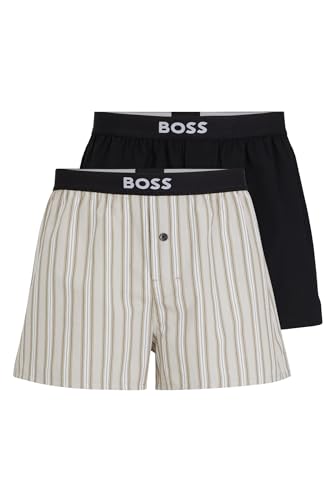 BOSS Herren 2P Boxer Shorts EW Zweier-Pack Pyjama-Shorts aus Baumwolle mit Logo-Bund Khaki XXL von BOSS