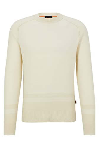 BOSS Herren Apok Regular-Fit Pullover aus Bio-Baumwolle mit Blockstreifen Hellbeige XXL von BOSS