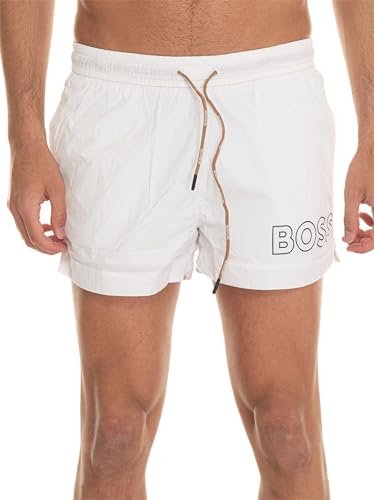 BOSS Herren Badeshorts Beachwear Badehose Mooneye Quick-Dry, Farbe:Weiß, Artikel:-100 White, Größe:L von BOSS